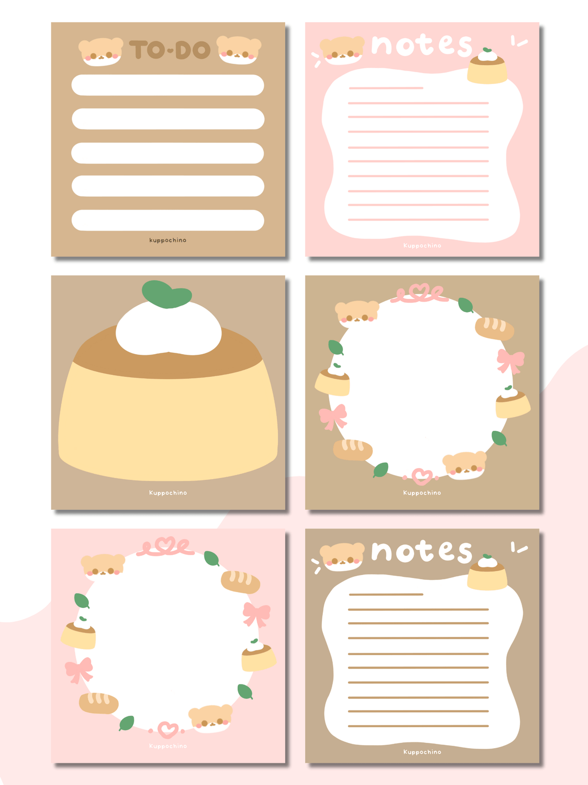 Kuppochino Cafe Bear Memo Notes Printable